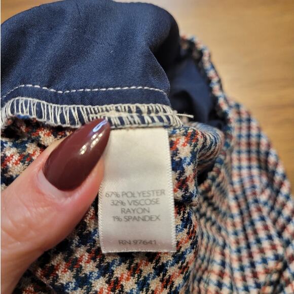 J.Jill Ponte Slim Leg Pants 12P Beige Red Blue Houndstooth EUC - Picture 11 of 13